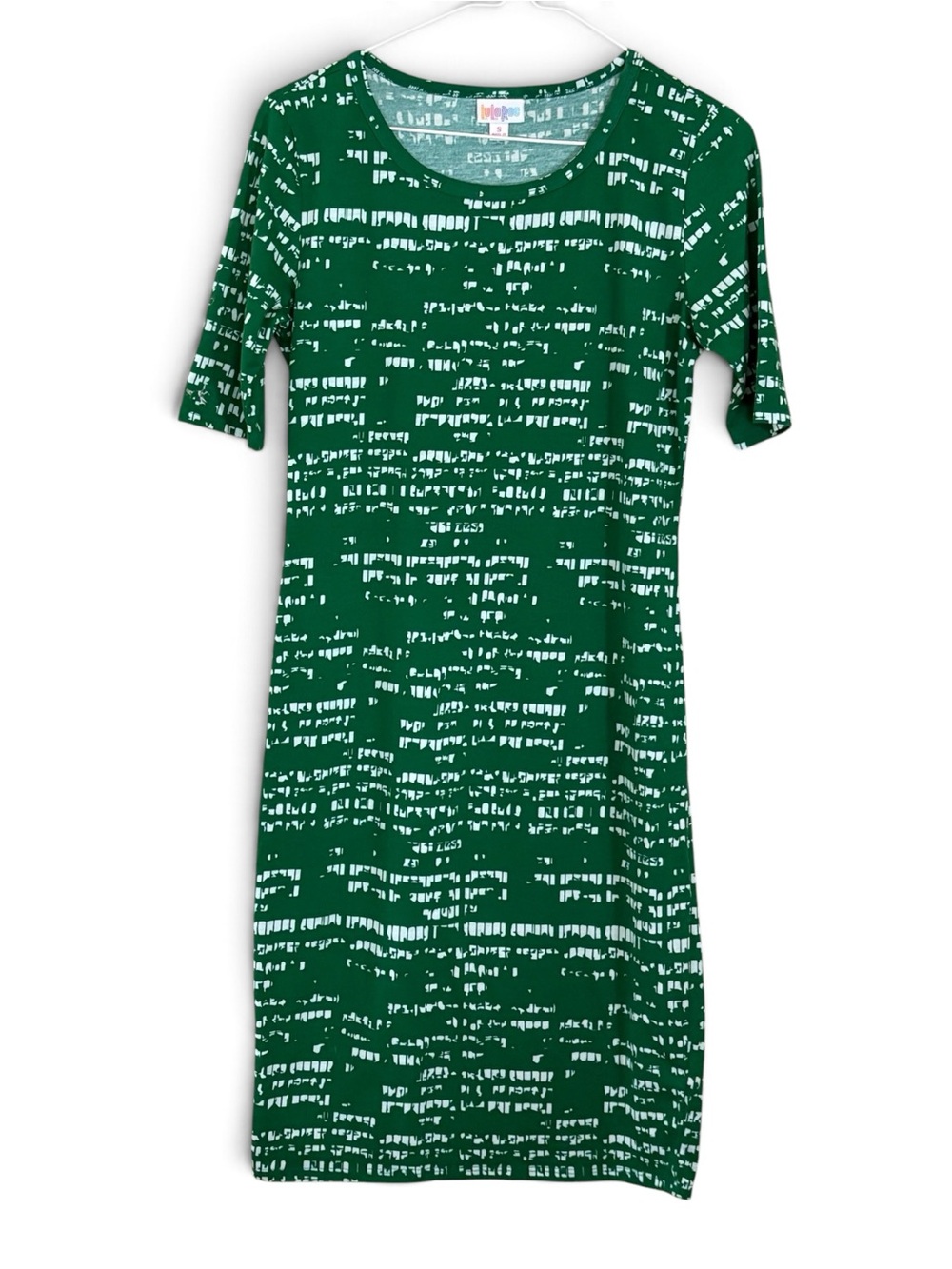 LuLaRoe Green and White Printed Midi Dress